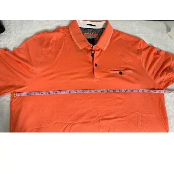 NWT Mens Ted Baker Tortila Polo Shirt with Birdseye Stripe Orange Sz 6 XXL US - Picture 12 of 12